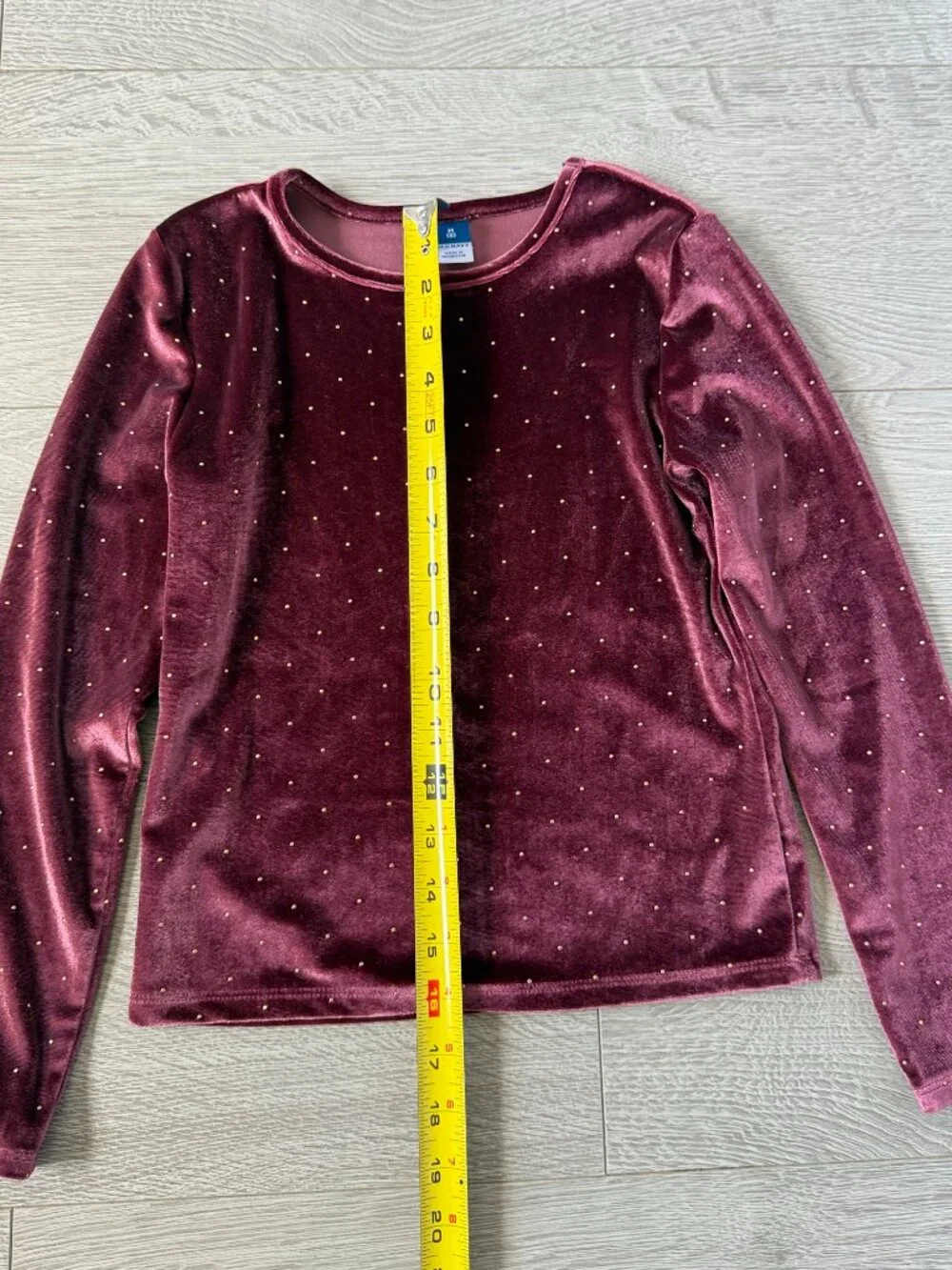 Old Navy Girls Velvet Long Sleeve Top Burgundy Gold Polka Dot Size 8 Holiday